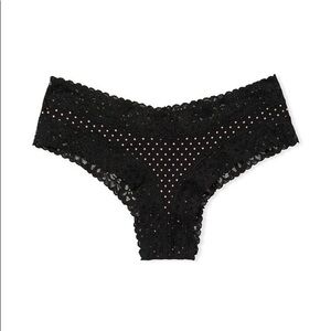Victoria’s Secret lace waist cotton cheeky panty with pink polka dots